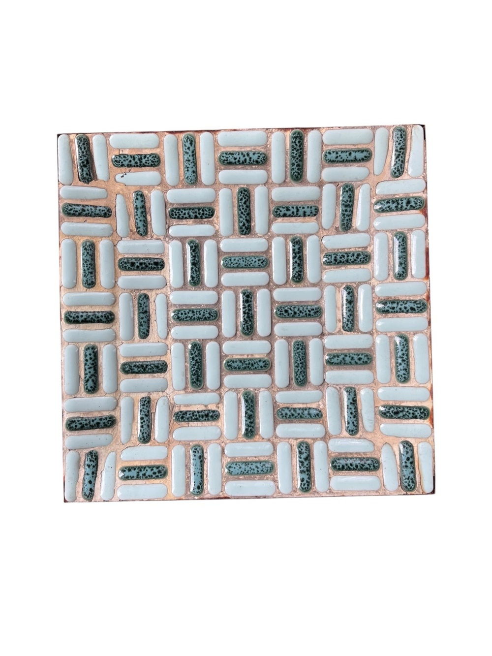 Vintage MCM Mosaic Tile trinket Dish Vanity Tray 8” x 8”